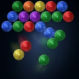 Dubble app icon: glossy coloured bubbles on a dark background